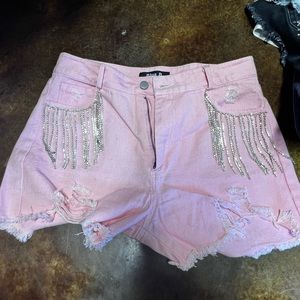 Women’s pink rhinestone shorts